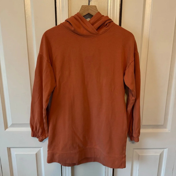 Elegantees Tops - Elegantees Orange Women’s Hooded Sweater Tunic 100% Cotton Size Small